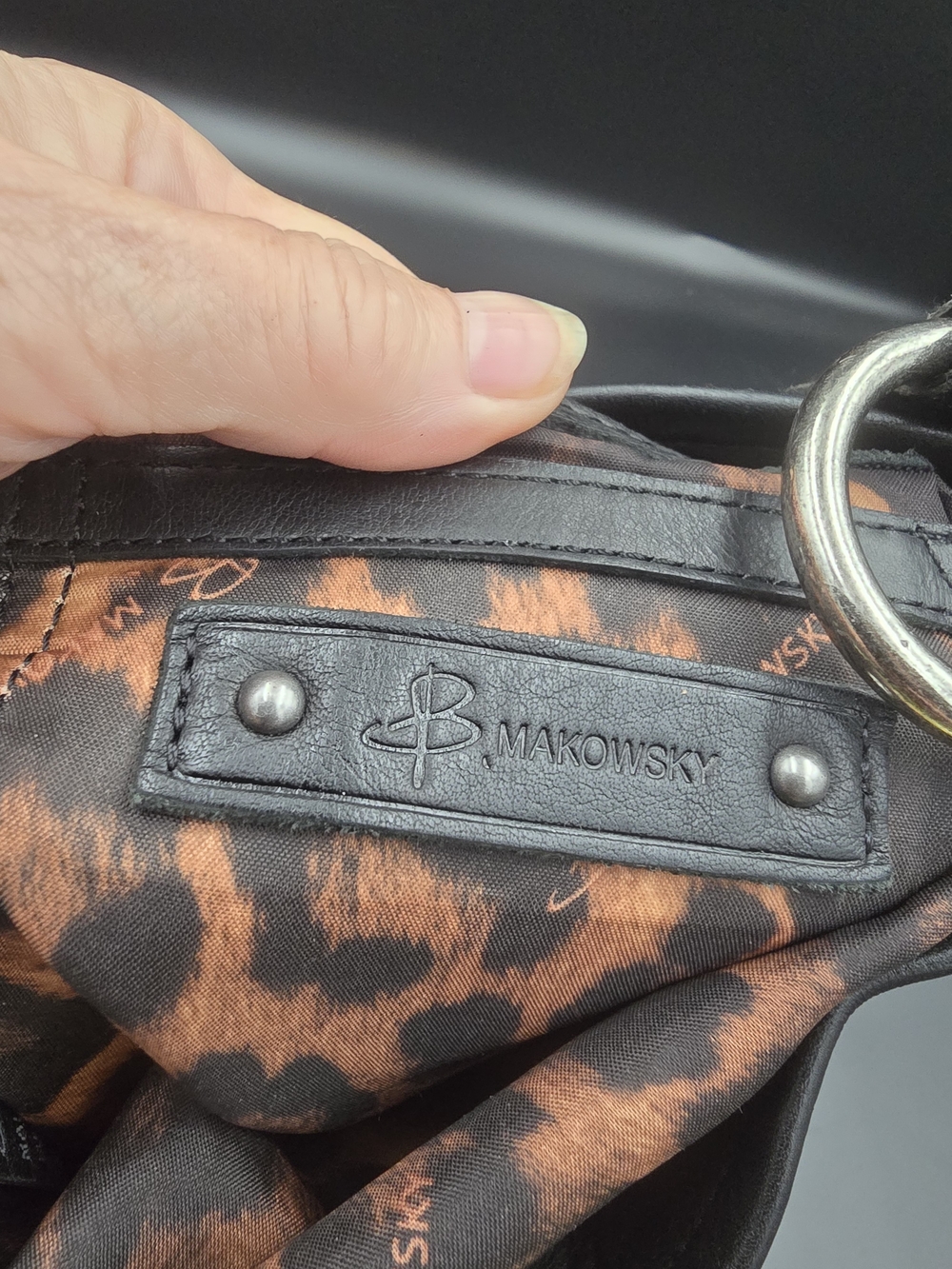 b. makowsky Black Leather Studded Crossbody Bag - Picture 8 of 12